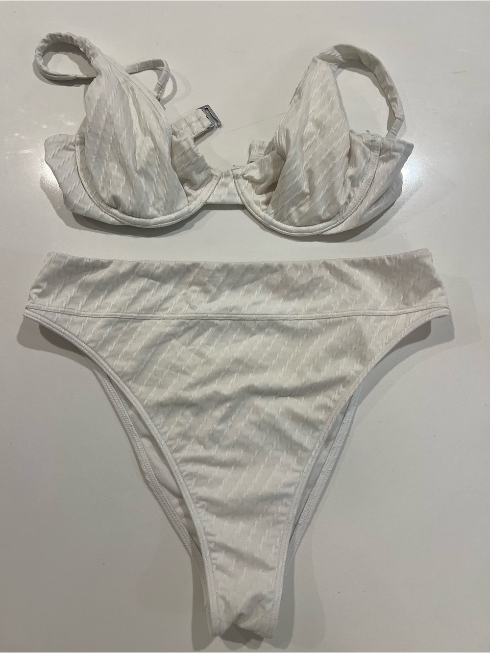 Abercrombie & Fitch White Ribbed Bikini Set